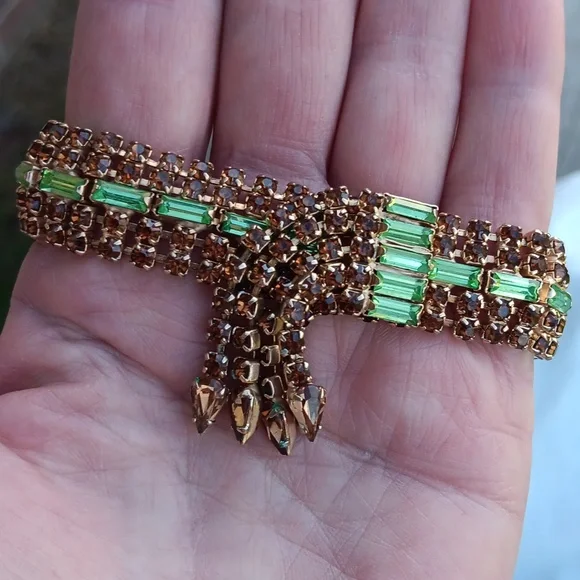 ALICE CAVINESS PARURE URANIUM GLASS 12K GOLD FILLED SET - Picture 6 of 12